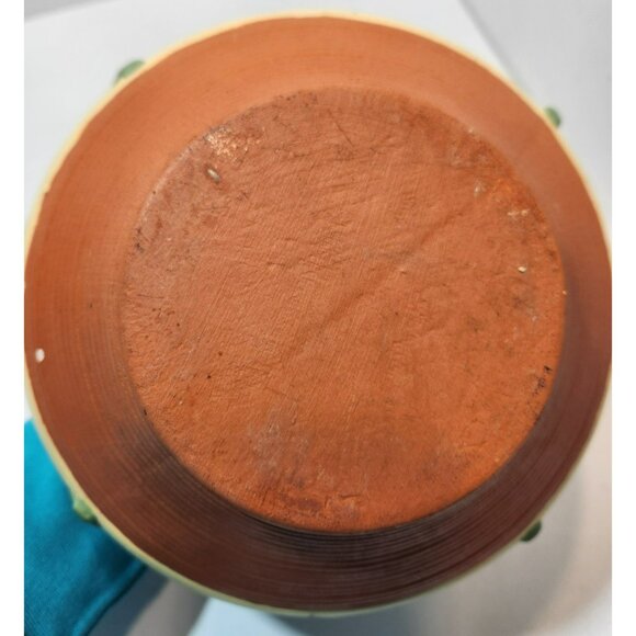 Vintage Southwestern Pottery Vase Round with Leaves Tan Green Brown 6" Tall - Picture 11 of 15